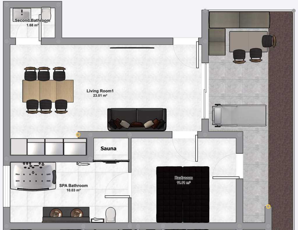 Floor plan of the SPA apartment at MiaBella Resort