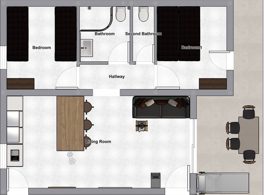 Floor plan of a regular apartment at MiaBella Resort